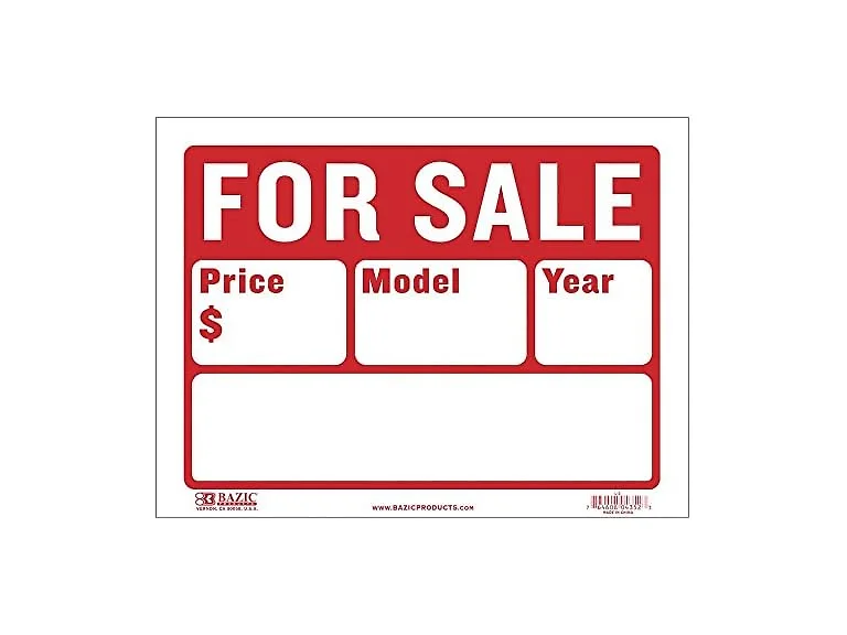 BAZIC 12" X 16" for Sale Sign (2-Line), Case of 24 (L-2-24)