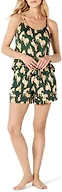 Amazon Essentials Women's Satin Pajama Top and Shorts Set, Dark Green Beige Zebras, X-Small