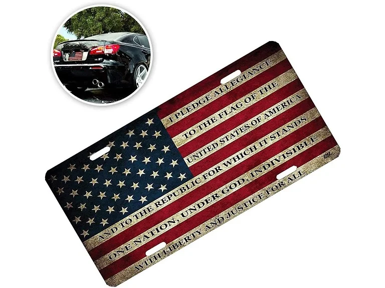 Zone Tech USA flag License Plate Cover Flag