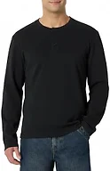 Amazon Essentials Men's Long Sleeve Henley Shirt for Men, Regular-Fit, Cotton, Available in Big & Tall, Black, Small