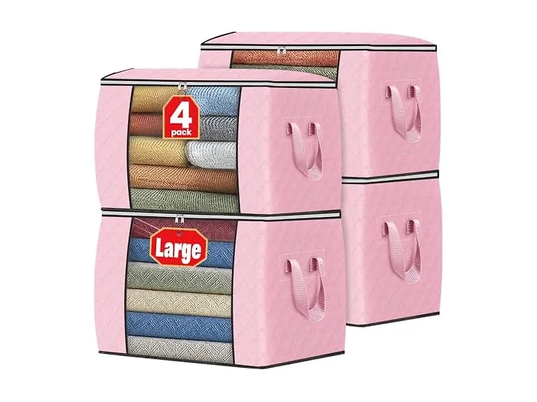 Fab totes 90L Pink 4 Pack Storage Bags