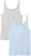Amazon Essentials Women's Slim-Fit Thin Strap Tank, Pack of 2, Pack of 2, Light Blue/Light Grey Heather, Medium