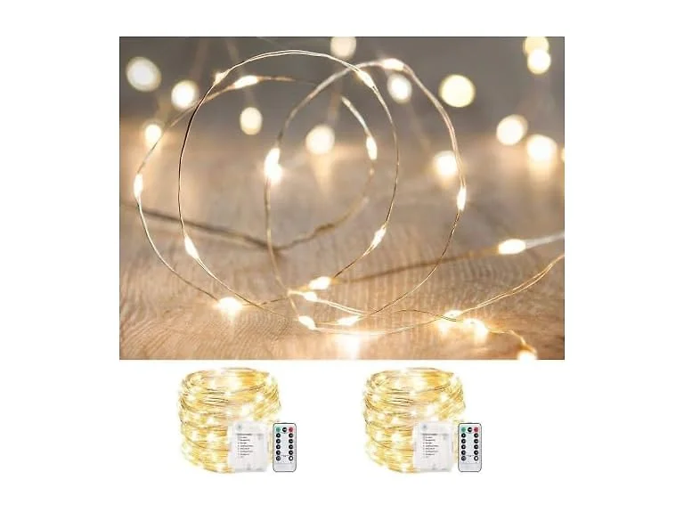 ANJAYLIA 2Pc 33Ft Fairy Lights Battery