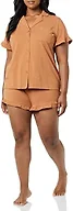 Amazon Essentials Women's Cotton Modal Short Pajama Set - Discontinued Colors, Light Caramel, 2X