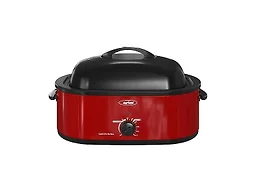 Sunvivi Roaster Oven with Self-Basting Lid,20 Quart Electric Roaster with Removable Pan & Rack,150-450°F Full-Range Temperature Control with Defrost/Warm Function,Stainless Steel,Red