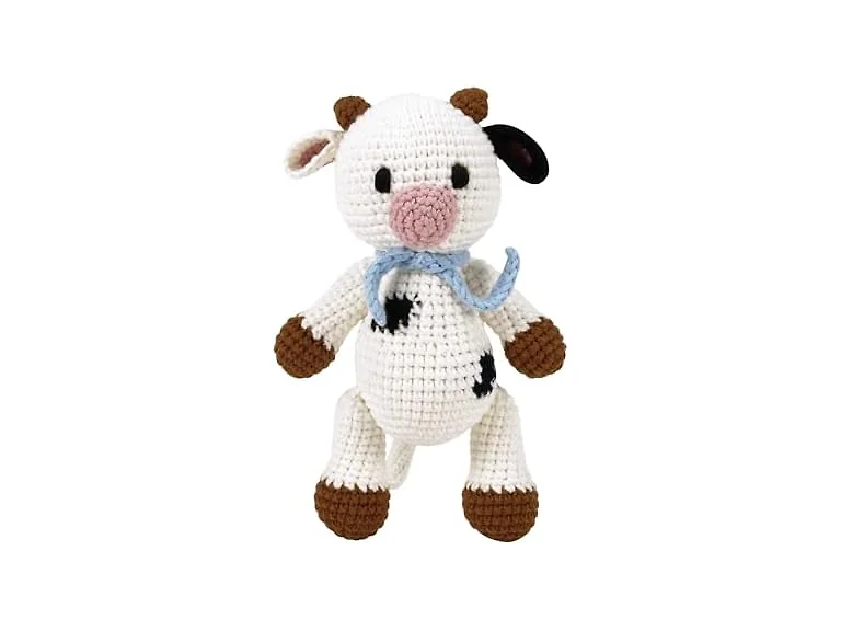Enesco Woolie Kai the Cow Handmade Crochet Animal Plush Toy