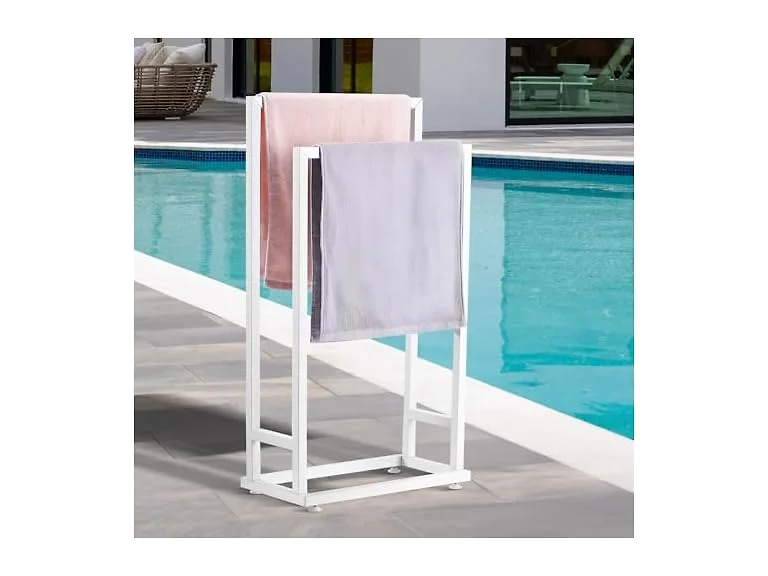 Towel Rack, 2 Bars Metal Outdoor Towel