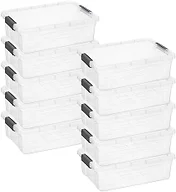 Superio Clear Storage Box with Lid, 13.7 Qt Plastic Container Bins for Organizing, Stackable Crates, BPA Free, Non Toxic, Odor Free, Organizers for Home, Office, School, and Dorm, 10 Pack