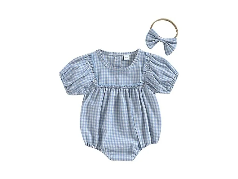 Douhoow Infant Baby Girl Plaid Romper
