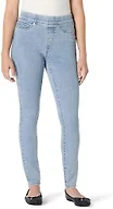 Amazon Essentials Women's Stretch Denim Mid-Rise Pull-On Skinny Jegging, Iced Light Wash, 6