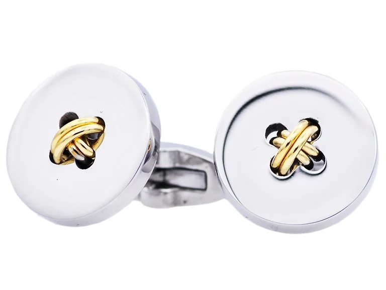 2 Tone Gold Button Cufflinks