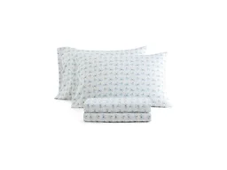 Martha Stewart - Queen Size Sheet Set, Smooth & Lightweight Bedding with Deep Pockets, Fade & Wrinkle Resistant, Bed Sheets with Matching Pillowcases (Donna Bow Blue)