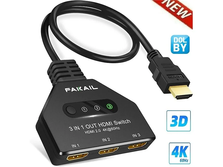 4K HDMI Switch 3 in 1 Out 3 Port HDMI