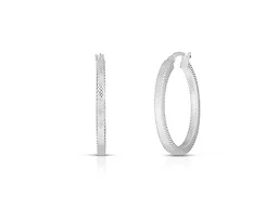 Yeidid Italian 925 Sterling Silver 30MM Textured Hoop Earrings