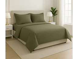 Luxury Home 4PCS-SD-CTN-GRE-F Full 100% Cotton 4-Piece Bed S