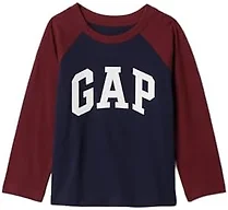 GAP Boys' Long Sleeve Logo Raglan Tee, Red Delicious, 12-18 Months