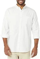 Amazon Essentials Men's Slim-Fit Long-Sleeve Stretch Oxford Cloth Shirt with Pocket, Collared, White, Large
