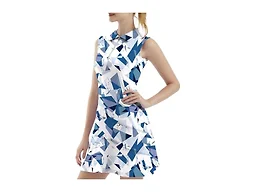 FKEEP Women's Tennis Golf Dresses Zipper V-Neck Sport Activewear with Shorts and Pocket Workout Athletic (White Scraps, XS)