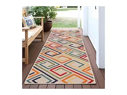 Modern Geometric Farmhouse Indoor Outdoor Runner or Area Rug, 2'3"x8', Cream - Superior
