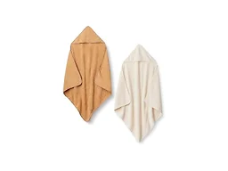 Amazon Essentials x Sofia Grainge Unisex Babies' Hooded Bath Towel, Pack of 2, Ivory/Light Camel, One Size
