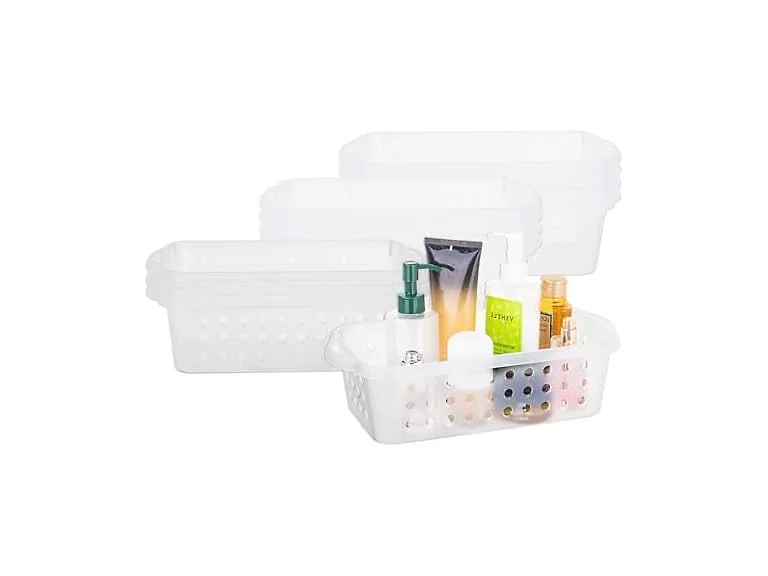 Cetomo Plastic Storage Baskets with Handle,Transparent, 12 Pack