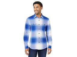 Amazon Essentials Men's Slim-Fit Flannel Long-Sleeve Button Down Shirt, Two-Pocket, 100% Cotton, Plaid, Royal Blue Shadow Plaid, Large
