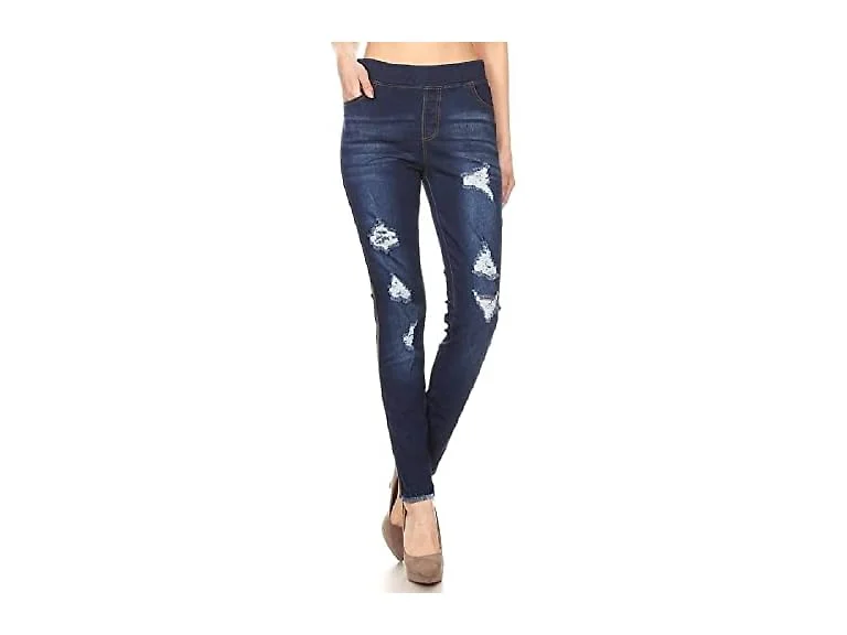 Jvini Women (L) Ripped Pull Elastic Waist T Pant