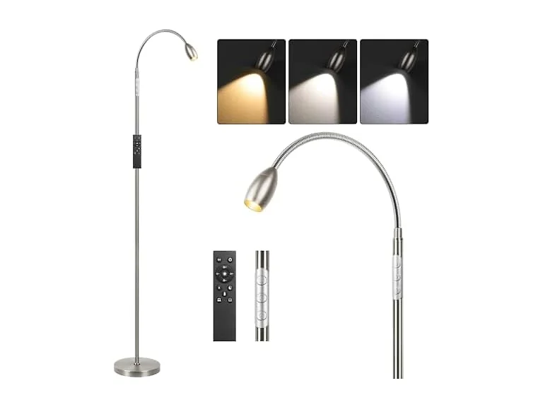 Reading Floor Lamp, Brushed Nickel