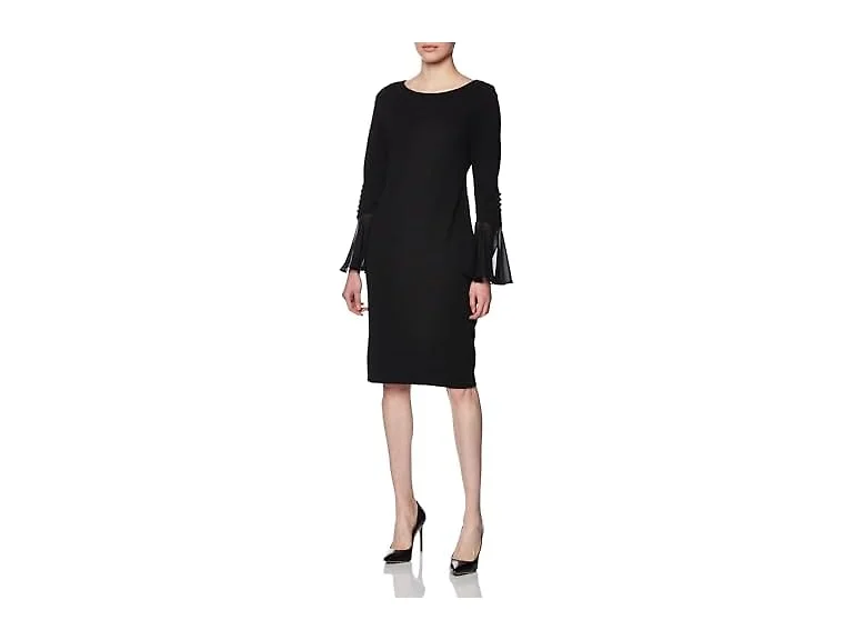 Calvin Klein Chiffon Bell Sleeve Sheath Dress, 10