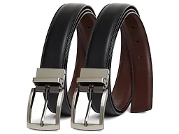 Giorgio Brutini CB-GB-2-PK-STRETCH-M M (32-36) Giorgio Brutini Stretch Reversible Belt (2-Pack) - Black/Chocolate Brown Reversible with Silver Buckle