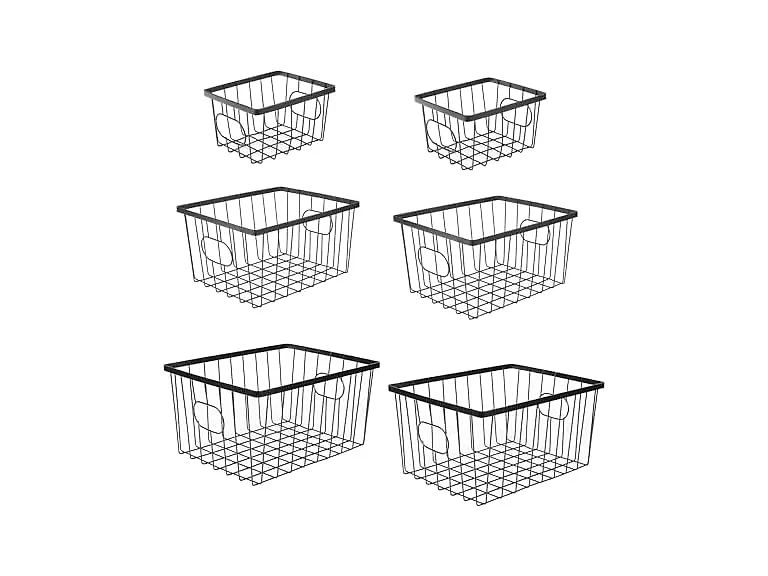  Vintage Industrial Wire Metal Nesting  Baskets (Set of 6)