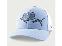 HUK Mens Trucker Hat, Anti-Glare Snapback Fishing Hat for Men, KC Embroidered - Cerulean, One Size