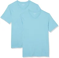 Amazon Essentials Men's Cotton Short-Sleeve V-Neck T-Shirts, Pack of 2, Light Blue/Light Blue, Large
