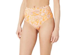 Amazon Essentials Women's High Waist Swim Bottom (Available in Plus Size), Yellow Folk Floral Multi, Small