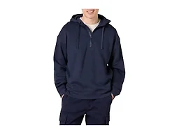Amazon Essentials Men's Quarter-Zip Oversized-Fit Hoodie Sweatshirt, Navy, Large