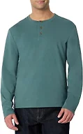 Amazon Essentials Men's Long Sleeve Henley Shirt for Men, Regular-Fit, Cotton, Available in Big & Tall, Slate Green, Medium
