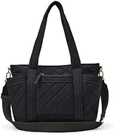 Amazon Essentials Women's Quilted Cotton Tote Handbag, Black, One Size