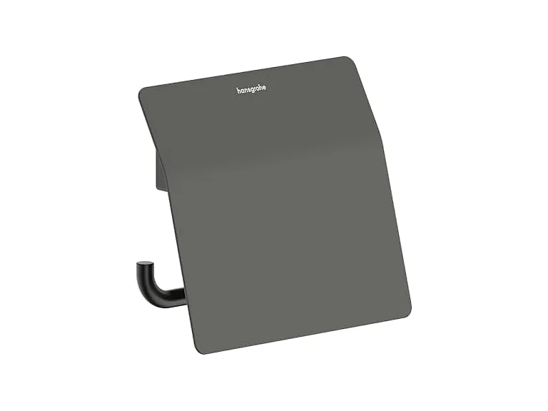 hansgrohe AddStoris Toilet Paper Holder w Cover, Black Chrome