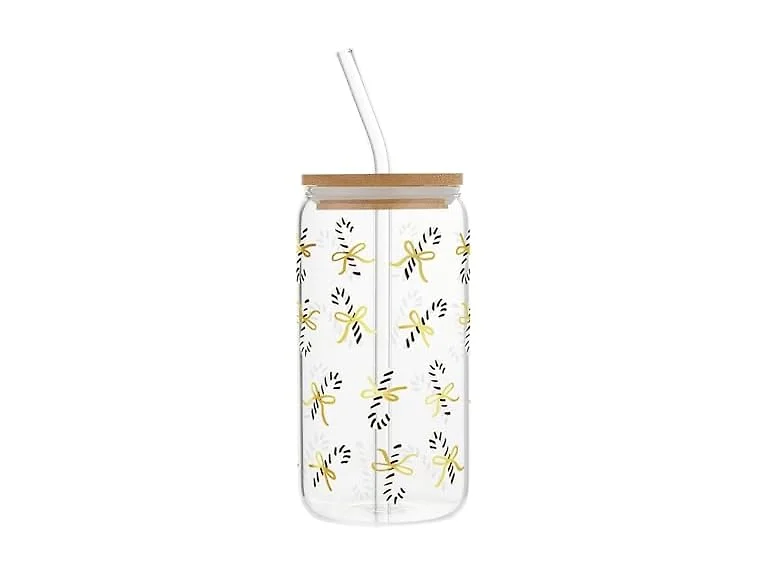 Santa Barabara Design Studio Gold-Foil Embellished Holiday Cold Brew Glass 