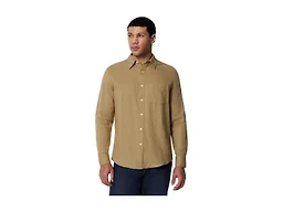 Amazon Essentials Men's Regular-Fit Long Sleeve Linen Blend Shirt, Mushroom Brown, Small