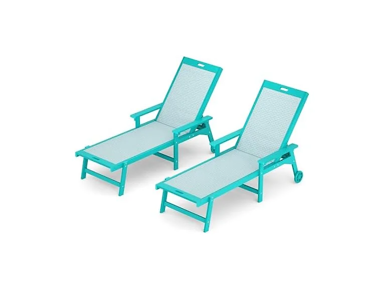 LUE BONA Set of 2 Aruba Blue Lounge Chairs 