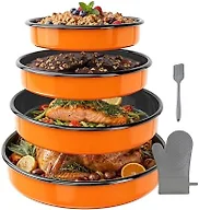 MCCSI Round Turkey Roasting Pan Set of 4, Enamel Deep Dish Pizza Baking Pan