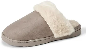 Amazon Essentials Women's Faux Fur Cozy Slippers, Grey, 12