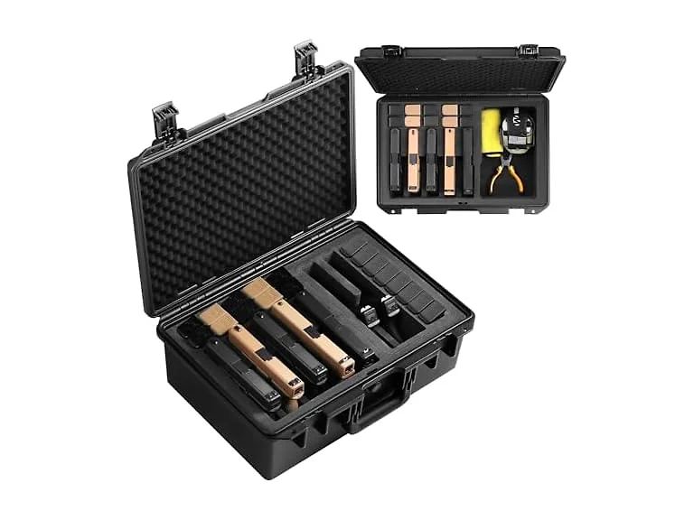 Waterproof Pistol Case W/ Premium Foam 7 Guns 5+2 Layout