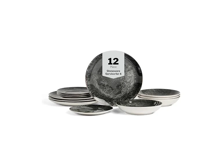 Christian Siriano Onyx 12-Piece Dinnerware Set 