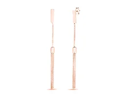 Yeidid Italian 925 Sterling Silver Tassel Drop Earrings Plated in 18K Rose Gold