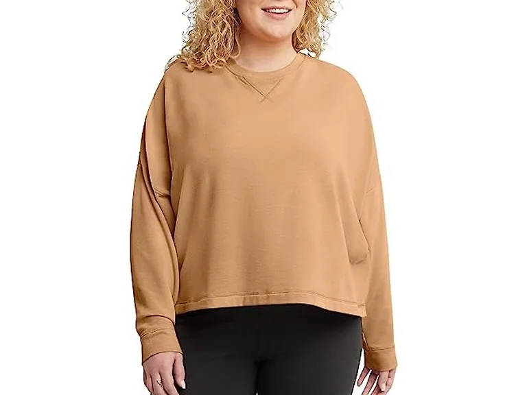 Hanes Women (2X) Pullover Plus Size Java Frost Tan