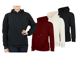 3-Pack Assorted Women's Loose Fit Sherpa-Lined Pullover Hoodie