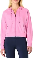 Amazon Essentials Women's Athletic Soft Performance Lightweight Cropped Zip Up Workout Hoodie, Space Dye Pink, Medium