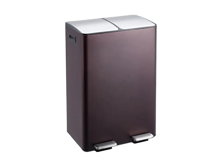 OUTLANE 16 Gal Dual Recycling Bin Brown